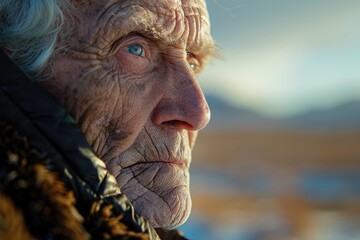 A close-up shot of a person wearing a jacket