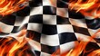 © Gendar SINURO - Flowing Checkered Racing Flag with Fire