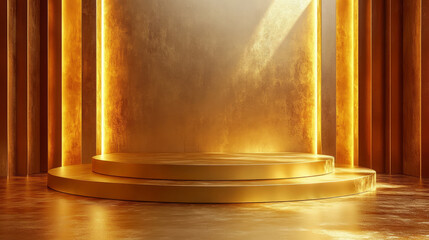 3D render gold creative product stand background