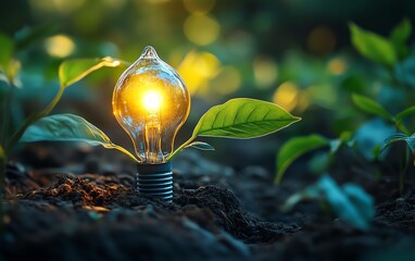Leinwandbilder - An inspiring ecofriendly concept illustrating sustainable energy solutions, aiming for a greener future through renewable energy innovations