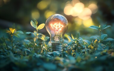 Leinwandbilder - An inspiring ecofriendly concept illustrating sustainable energy solutions, aiming for a greener future through renewable energy innovations