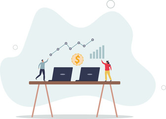 Wall Mural - Finance fundamentals with business profit analysis.flat design with people.