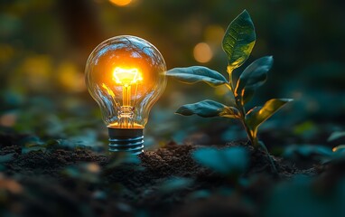 Leinwandbilder - An inspiring ecofriendly concept illustrating sustainable energy solutions, aiming for a greener future through renewable energy innovations