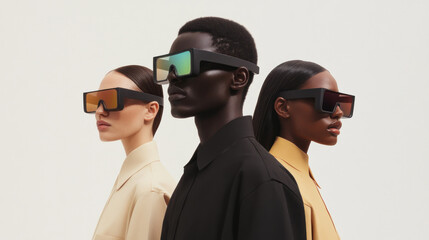 Group of diverse models in contemporary eyewear design