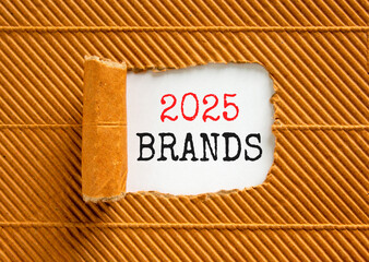 Planning 2025 brands new year symbol. Concept words 2025 Brands on beautiful white paper. Beautiful brown paper background. Business 2025 brands new year concept. Copy space.