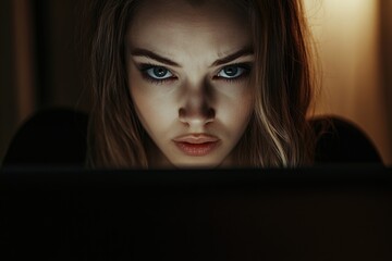 Wall Mural - a person examines a computer display