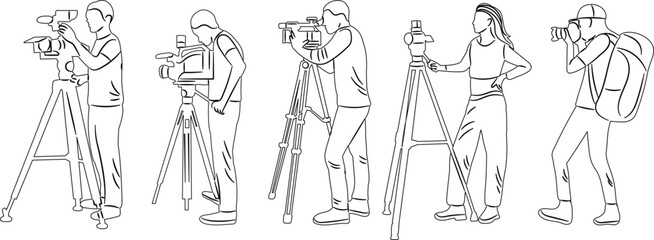 Poster - people shooting video sketch vector