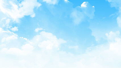 Aufkleber - Processed collage of cloudy light blue sky texture. Background for banner, backdrop or texture for 3D mapping. Morning sky with little clouds