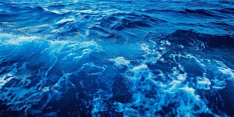 Poster - The ocean is calm and blue, with small waves gently lapping at the shore
