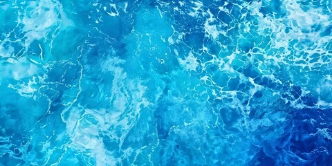 Poster - The image is of a blue ocean with waves crashing against the shore
