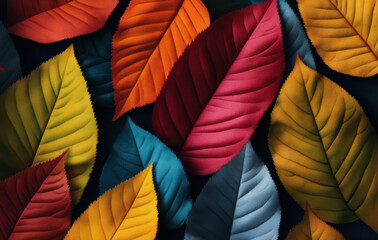 a close-up photograph of a collection of autumn leaves, arranged in a pattern, with a focus on the texture and color variations of the leaves.