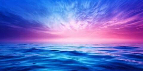Poster - A beautiful blue ocean with a pink and purple sky