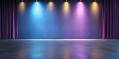 Canvas Print - Colorful Stage Background with Dramatic Lighting Effects