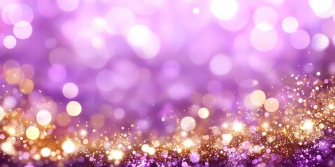 Canvas Print - Soft Purple and Gold Bokeh Background with Sparkles