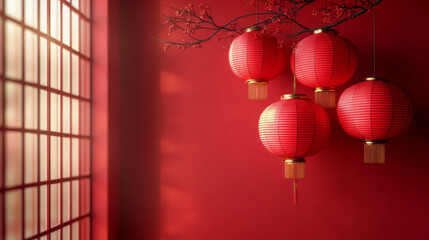 Chinese style red New Year festive lantern background