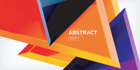 Abstract background - colorful triangles with 3d effect. Vector Illustration For Wallpaper, Banner, Background, Card, Book Illustration, landing page