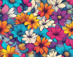 Wall Mural - colorful flower with cool isolated pop art style background