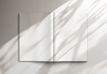 Wall Mural - open magazine mockup on white background with soft shadows. 3d rendering