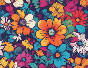 Wall Mural - colorful flower with cool isolated pop art style background