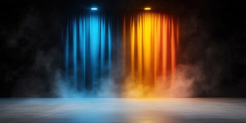 Canvas Print - Colorful Stage Curtains with Smoke Effect