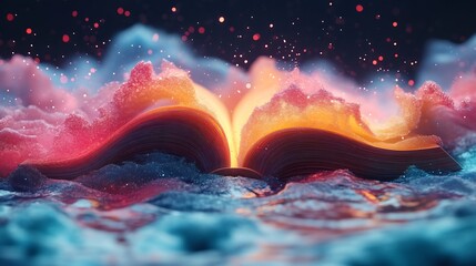 Wall Mural - artistic gradient abstract 3d representation for world book day featuring a whimsical book with colo