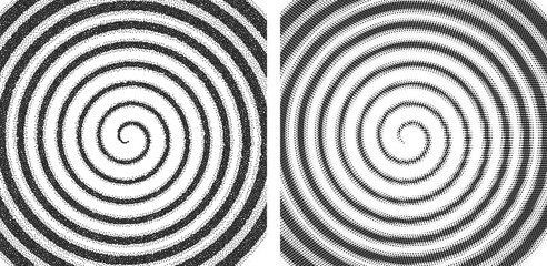 Wall Mural - abstract halftone-dotted hypnotic circles and shapes are isolated on a background. the pointillism d