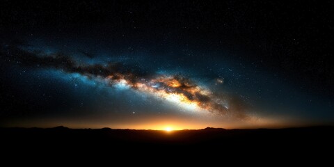 Poster - Galactic Sunrise Over Distant Horizon