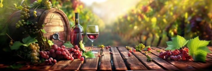 Wine glass grape with background of grape plantation winery