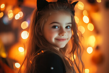 Wall Mural - ai generated portrait of cute child wearing halloween costume