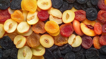 Seamless background of raisin and dried fruit closeup view