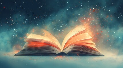 Wall Mural - elegant world book day concept showcasing a stylized open book with delicate line art and subtle gra