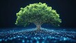 © Andrei - Glowing Tree of Life Digital Network. Technology, Ecology, and Sustainability Concept.