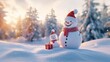 © Joyce - Cute snowman. Winter holiday theme.