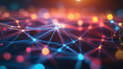 Wall Mural - abstract digital network with glowing lights.