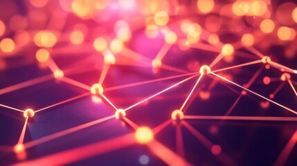 Wall Mural - abstract network connection with glowing nodes and lines.