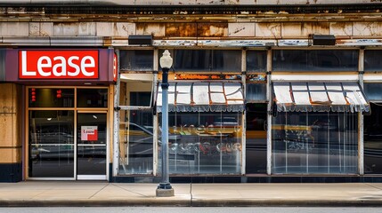 Era's End: Forlorn Traditional Retail Shopfront with Faded Signage and Empty Displays, Marking a New Era for Commerce