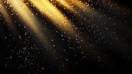 Canvas Print - abstract background with diagonal light rays, golden glitter, and a dark background.