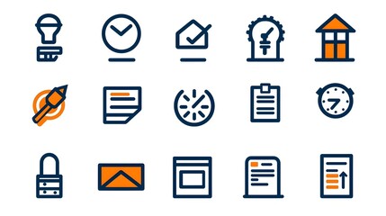 Aufkleber - Optimizing service and workflow productivity through efficient project management and data driven decisions  A set of thin line icons representing various aspects of efficiency