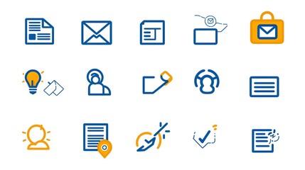 Fototapete - Simple yet effective business marketing icons depicting various concepts such as agreement sponsorship and social media engagement for professional corporate presentations commercial designs