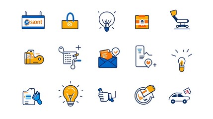 Aufkleber - This image showcases a thin line icon set featuring various elements related to business marketing including sponsor purchase and campaign icons