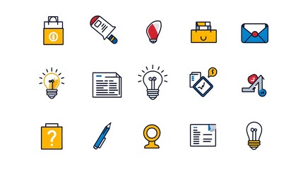 Aufkleber - Minimal and clean business marketing icon symbols representing donation partnership and social media for corporate strategy teamwork and digital growth