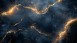 © _Dmitrich_G - Marble background. Dark blue background with abstract light blue pattern. Marble wall with golden liquid pattern. AI generative
