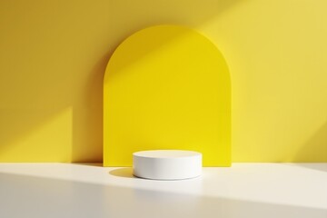 Poster - minimalist geometric yellow and white composition for modern design.