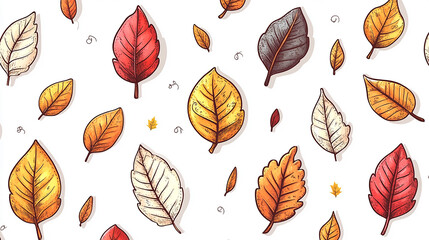 Wall Mural - thanksgiving seamless pattern for warm and cozy season design. orange flat leaves vector illustratio