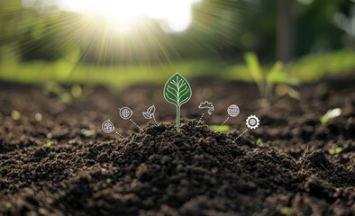 Aufkleber - Growing young plant at the sun. Concept of the environment and ecology. Sustainable development sources.