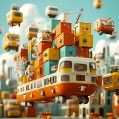Aufkleber - Technologically advanced mammoth container vessels boasting streamlined hulls and intelligent robotic loading capabilities enabling dynamic global trade and commerce visualizations