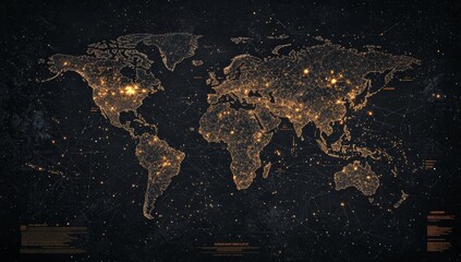 Fototapete - With an orange light cityscape concept and wireless network connection.