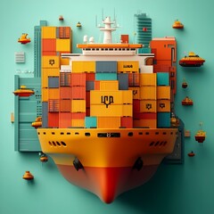 Aufkleber - Sleek aerodynamic futuristic cargo vessels with state of the art robotic loading systems drive the next of global logistics and trade