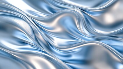 Wall Mural - abstract metallic blue waves with smooth textures and flowing shapes in a dynamic and modern design 