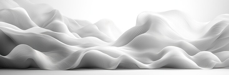 Wall Mural - abstract flowing white waves with a smooth, textured surface creating a fluid, dynamic motion effect
